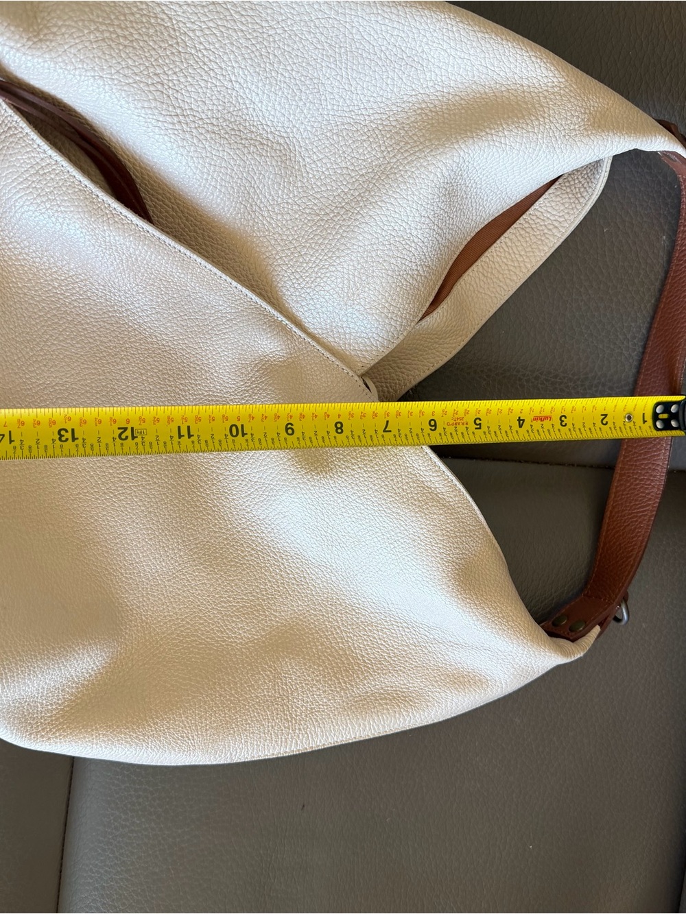 Sundance Stunning Women’s Cream Leather Hobo Bag with Brown Strap - Picture 11 of 11